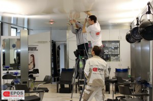 Spanndecken - Ein Wasserschaden im Friseursalon